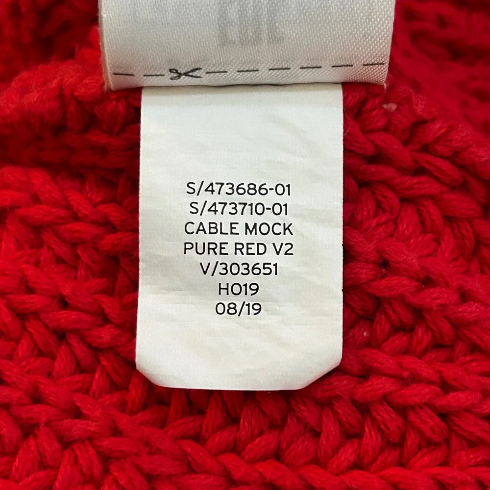 Baby Gap Cable Knit Mock Neck Sweater Red 18-24 Months Cotton Pullover Toddler